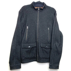 Perry Ellis Mens Charcoal Grey  Wool Blend Zip Up Utility Jacket Size Large